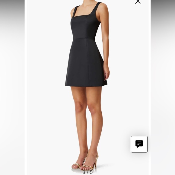 new Elliatt Amelie Square Neck Duchesse Satin Cocktail Minidress in black - Picture 2 of 8